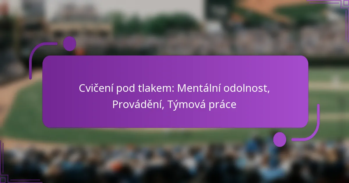 Cvičení pod tlakem: Mentální odolnost, Provádění, Týmová práce