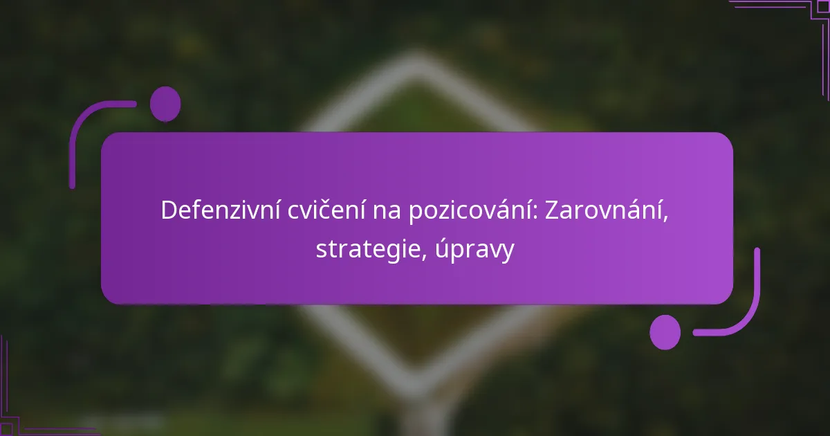 Defenzivní cvičení na pozicování: Zarovnání, strategie, úpravy