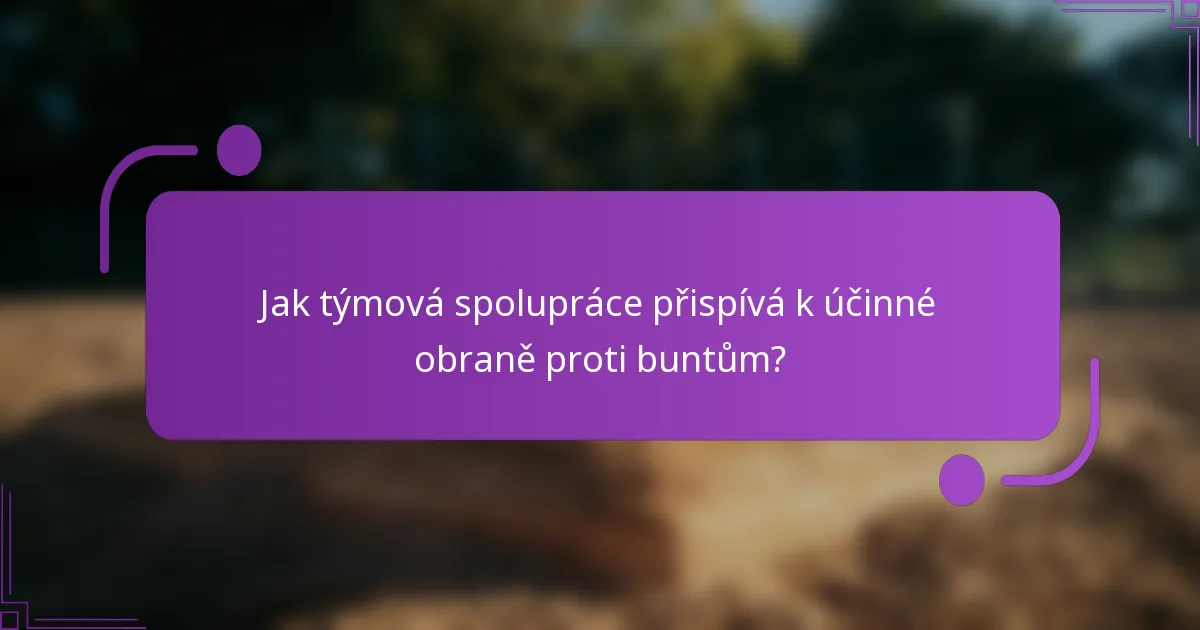 Jak týmová spolupráce přispívá k účinné obraně proti buntům?