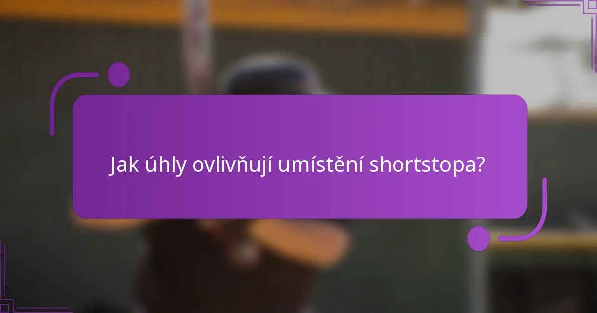 Jak úhly ovlivňují umístění shortstopa?